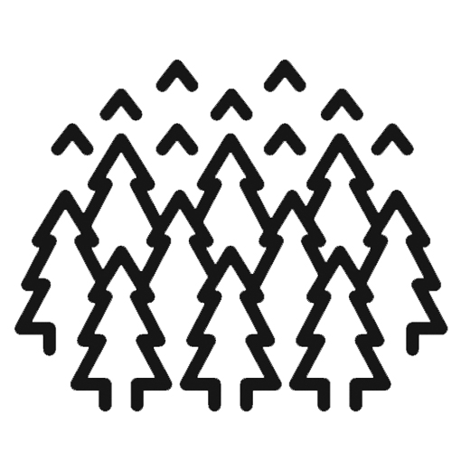 Paintball Spyder grafika gozdovi: prikazuje 10 simbolov za smreko in nad smrekami so strešice